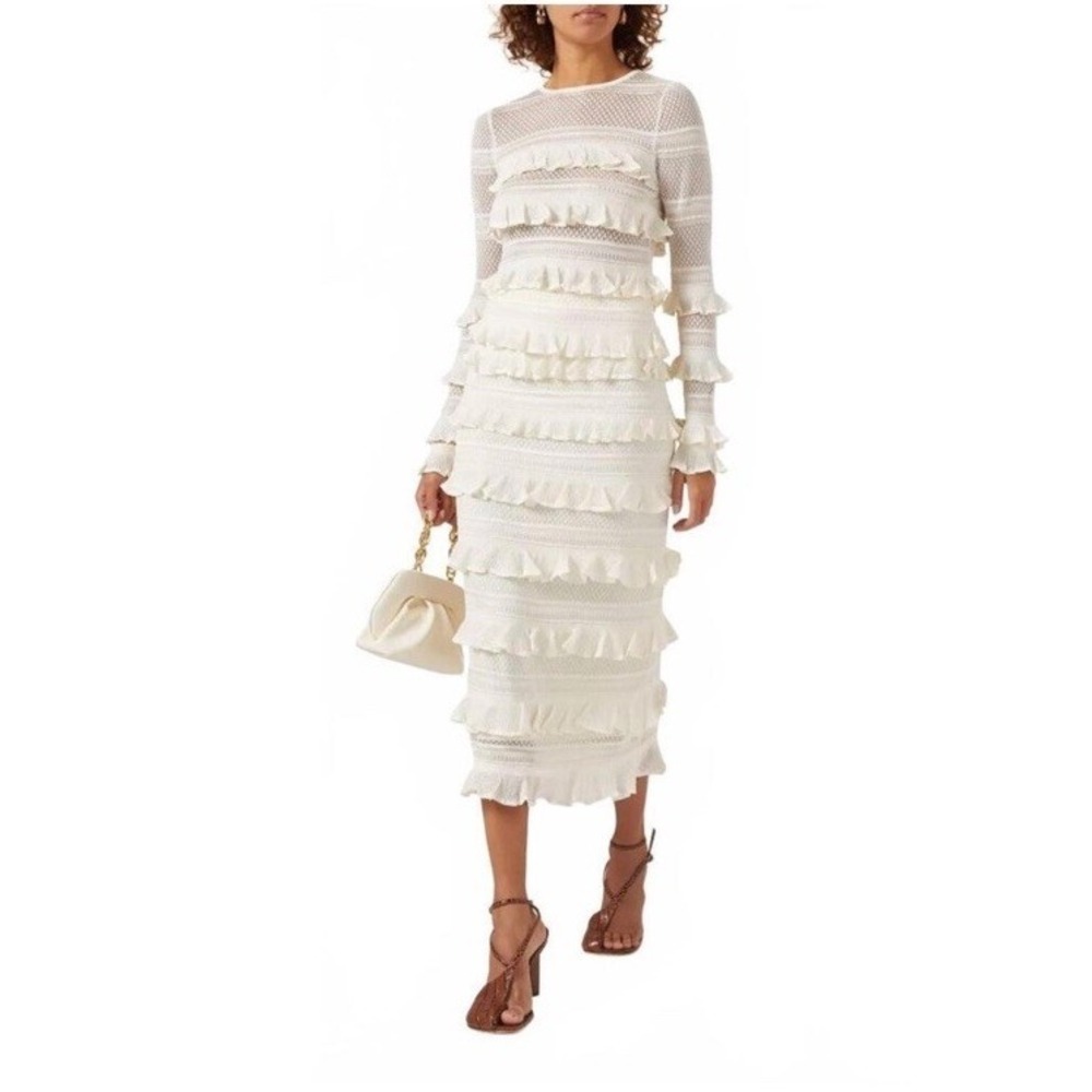 Zimmerman Wonderland Frill Detail Ruffle Top & Skirt Set Ivory Women's US 12 (4)